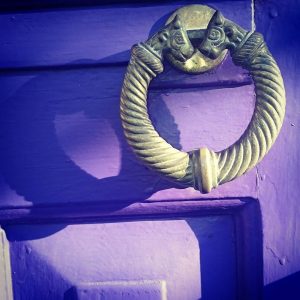 saxon torque dragon doorknocker, purple front door